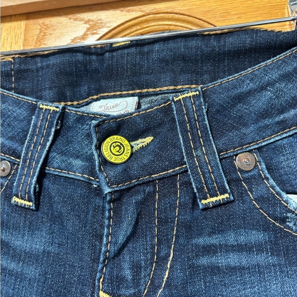 True Religion Dark Blue Mid Rise Boot Cut Jeans Size 27x30 - Picture 3 of 11